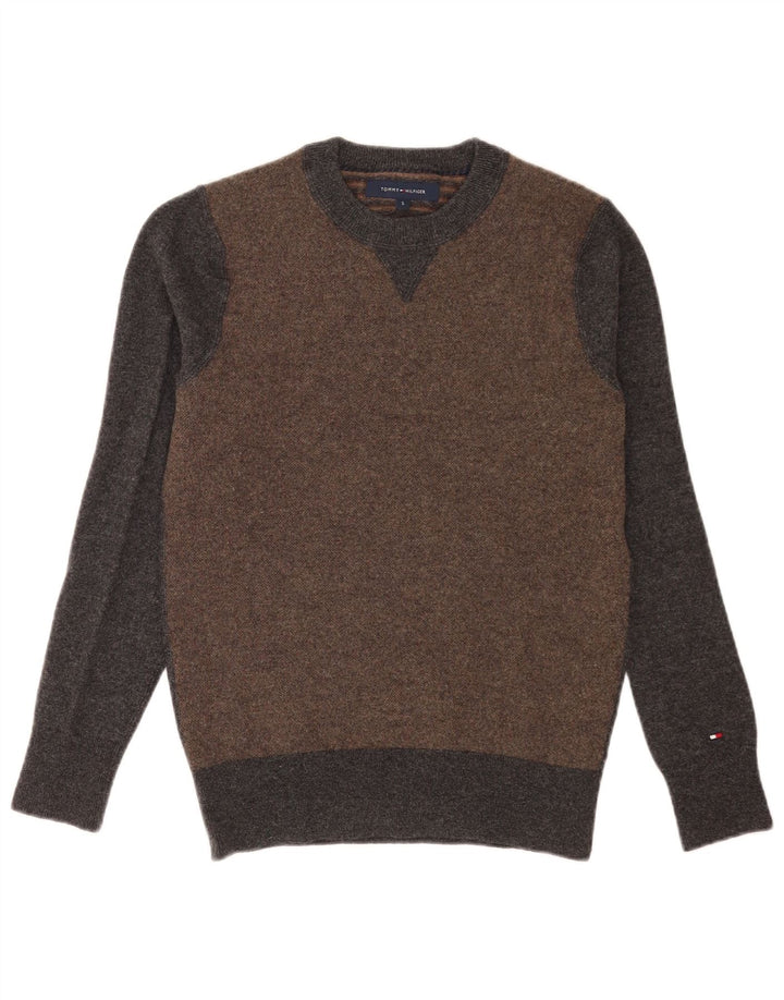 Tommy Hilfiger Herre Crew Neck Jumper Sweater Small Grey Colourblock