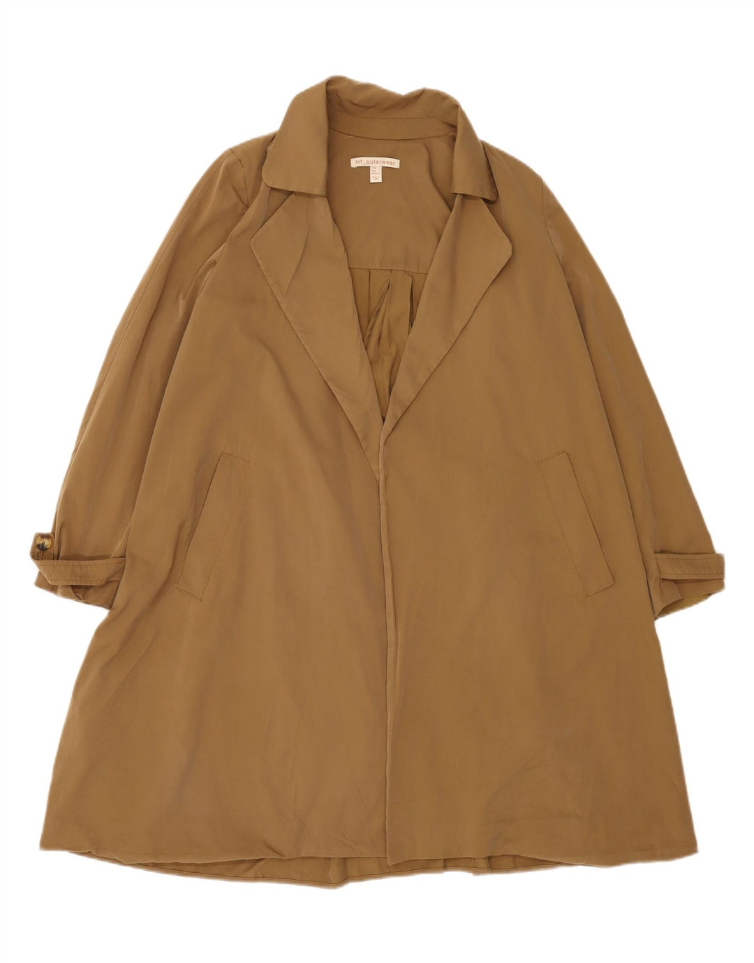 Vintage Womens Open Trench Coat UK 10 Small Brown