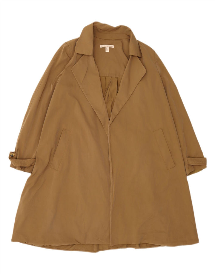 Vintage Womens Open Trench Coat UK 10 Small Brown