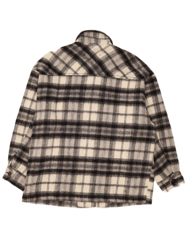 Zara Dame Oversized Oversize Flanell Shirt UK 10 Small Grey Check