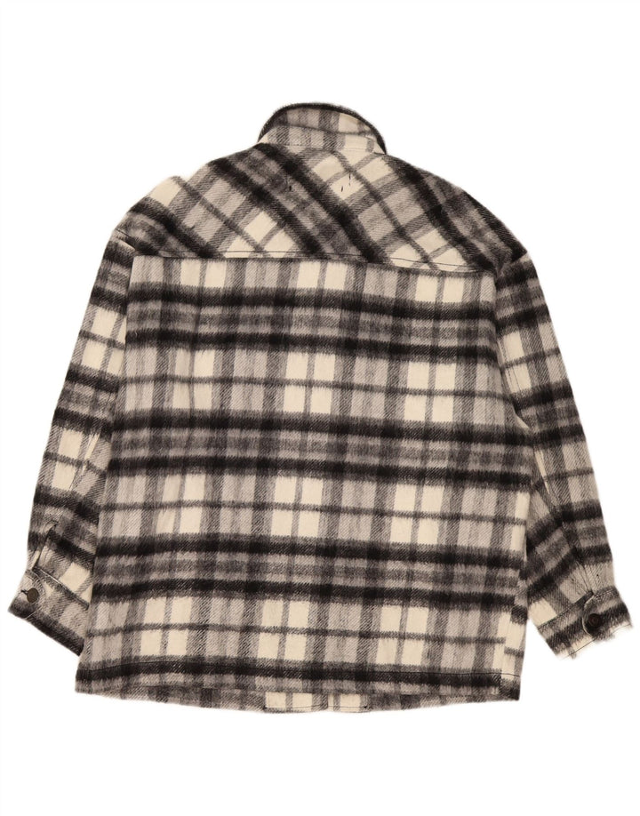 Zara Dame Oversized Oversize Flanell Shirt UK 10 Small Grey Check