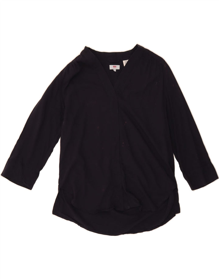 LEVI'S Womens 3/4 Sleeve Cardigan Top UK 10 Small Navy Blue Vintage Levi's and Second-Hand Levi's from Messina Hembry 
