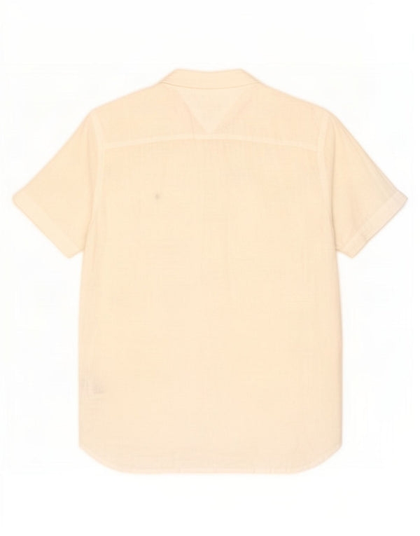 Tommy Hilfiger Kortærmet Herre Regular Fit skjorte Medium Off White Linned