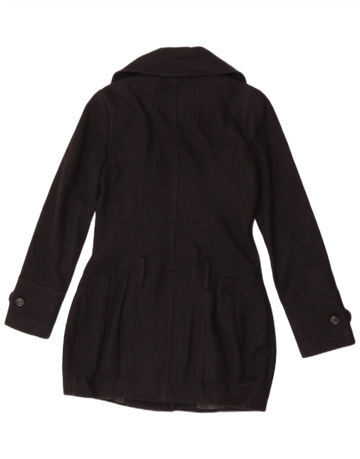 Topshop Dame Overfrakke UK 8 Lille Sort Uld