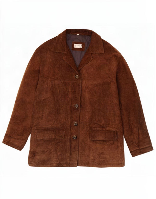 Vintage Womens Oversized Suede Jacket IT 42 Medium Brown