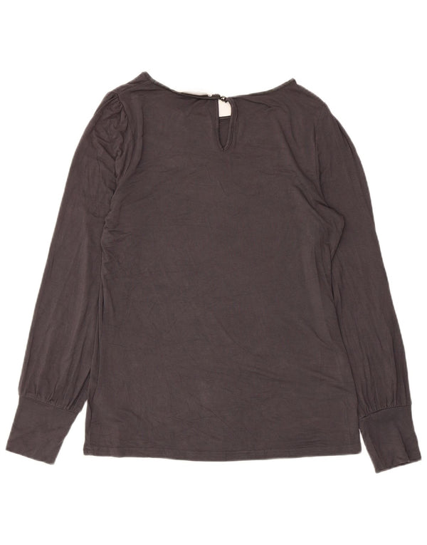 Oasis Dame Langærmet Bluse Top UK 10 Small Grey Viscose
