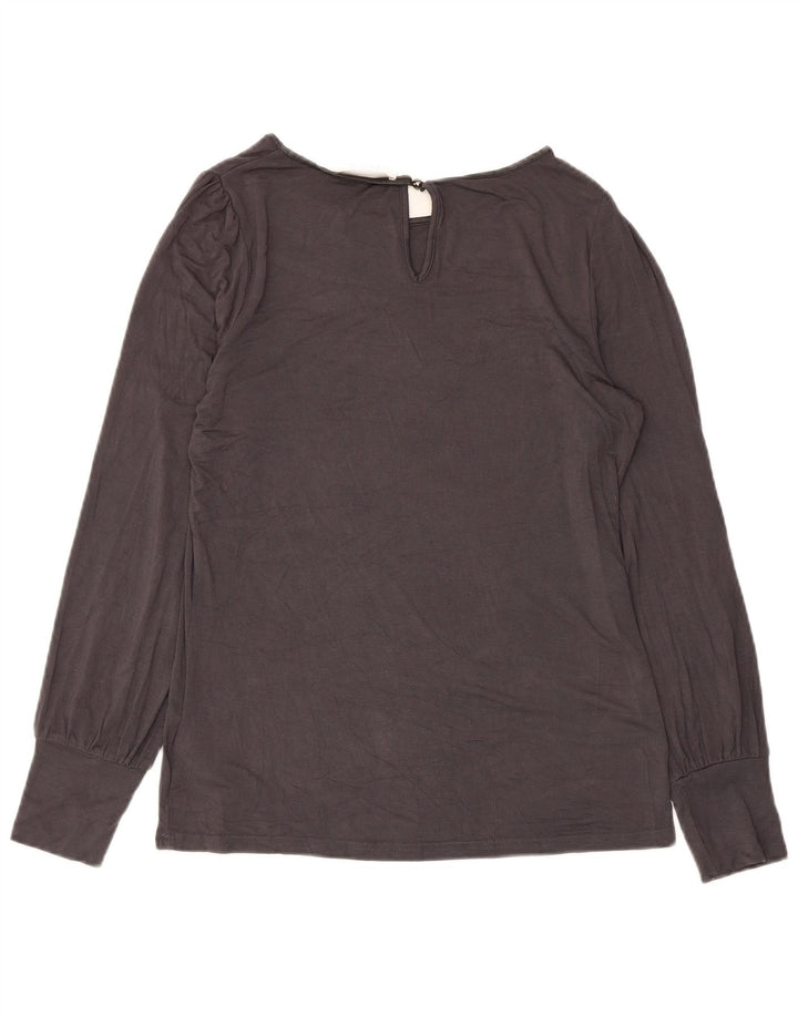 Oasis Dame Langærmet Bluse Top UK 10 Small Grey Viscose