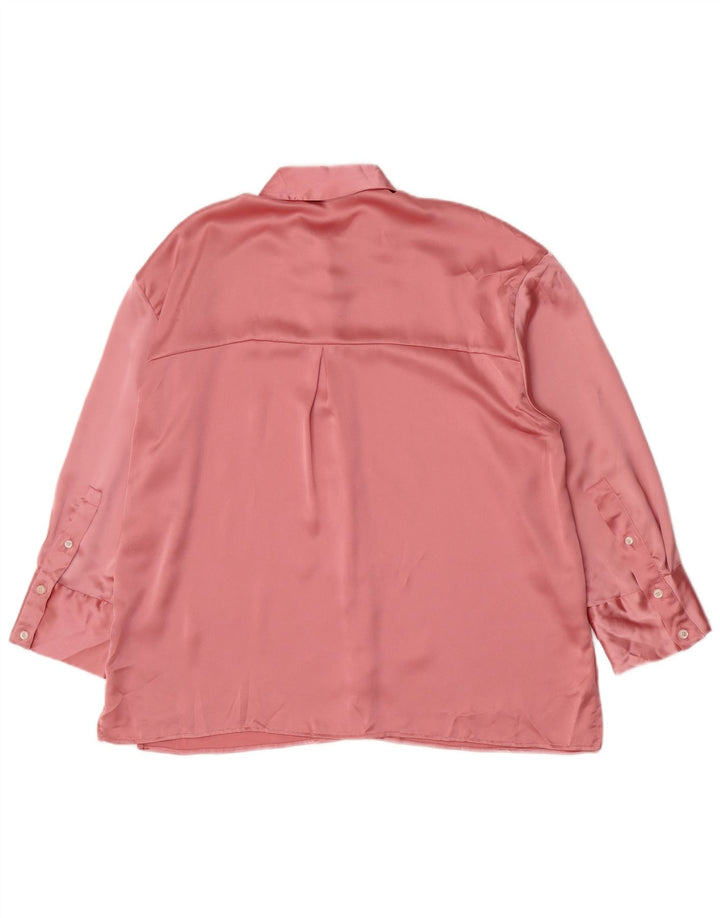 Zara Dame Oversized skjortebluse UK 14 Medium Pink Polyester