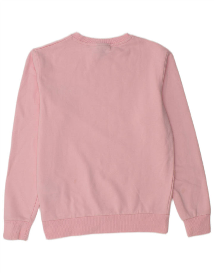 Ellesse Dame Grafisk Sweatshirt Jumper UK 8 Small Pink Bomuld