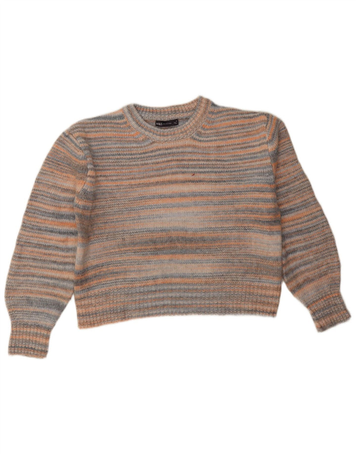 Marks & Spencer Dame Crop Boat Neck Jumper Sweater UK 14 Medium Multicolo