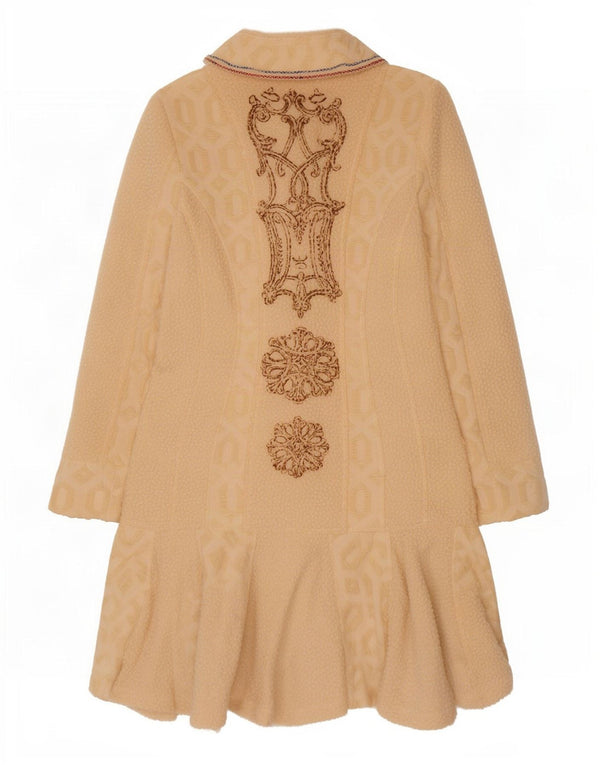 Save the Queen Womens Graphic Overcoat UK 14 Medium Beige Geometric Acetate