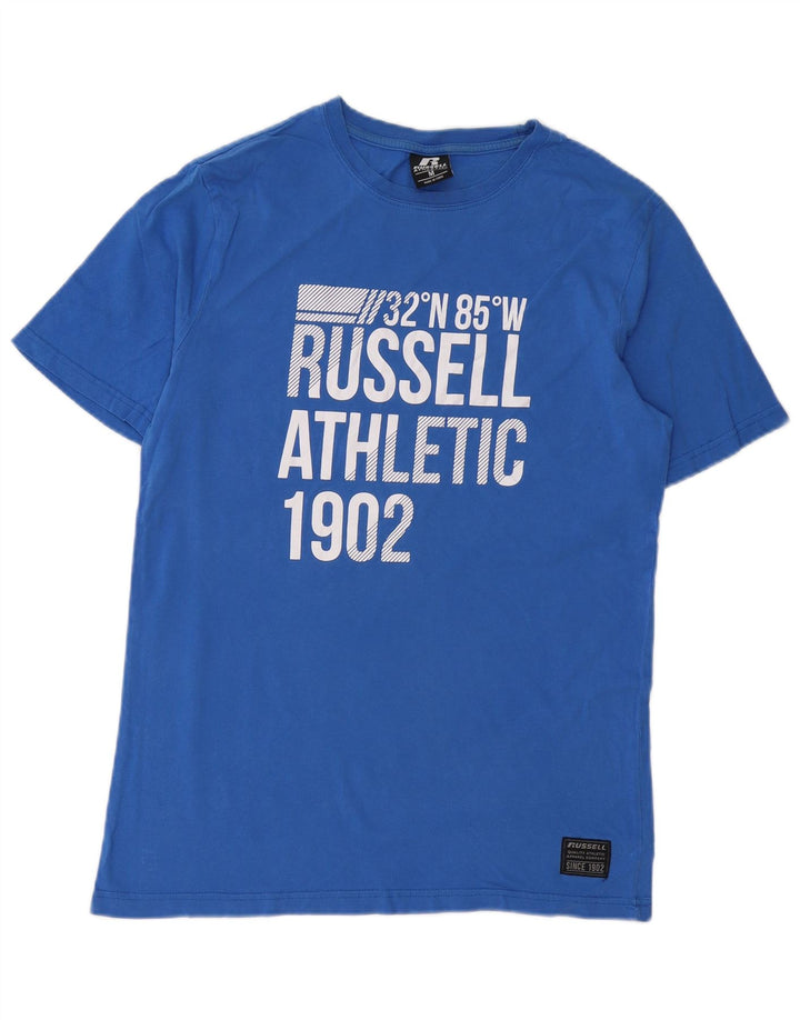 RUSSELL ATHLETIC Herre grafisk T-shirt top mellemblå bomuld