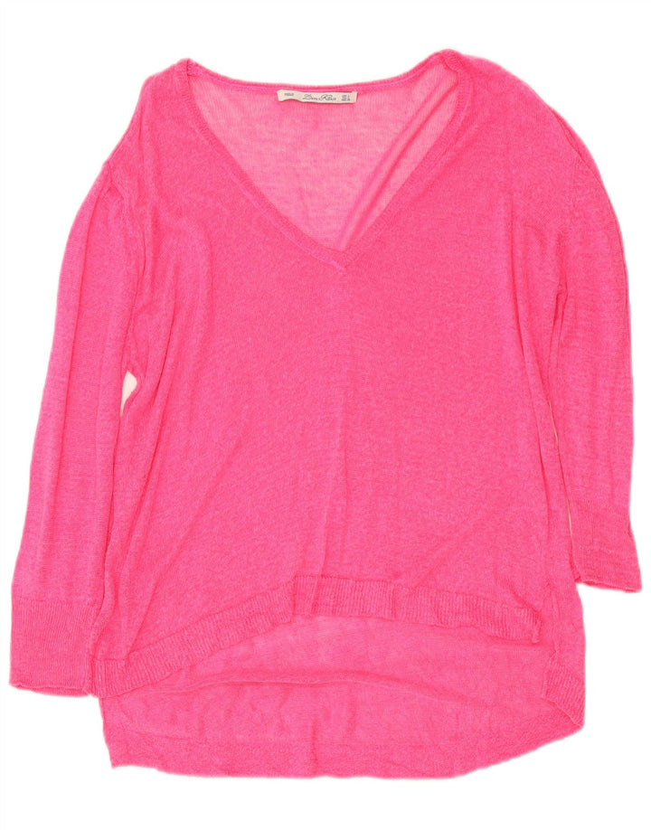 Zara Dame V-hals sweater UK 16 Large Pink