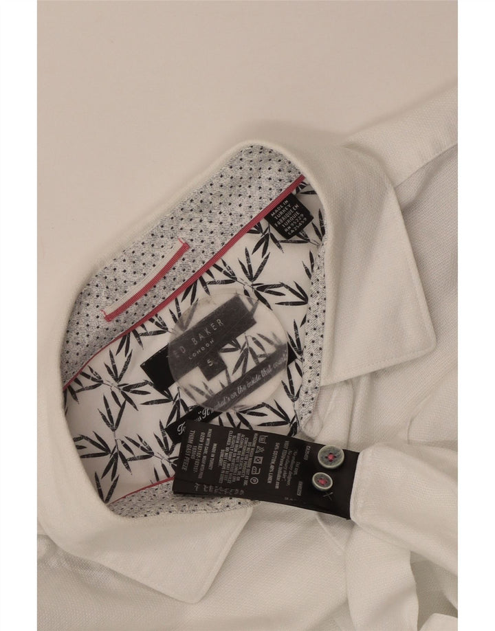 Ted Baker Kortærmet Herreskjorte Størrelse 5 XL Hvid Bomuld