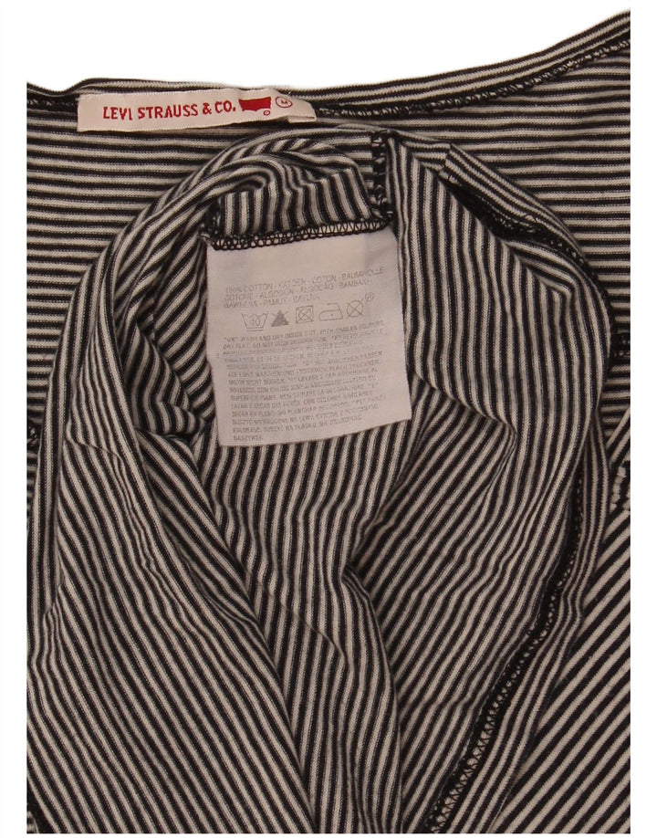 Levi's Dame Top Langærmet UK 14 Medium Sort Stribet Bomuld