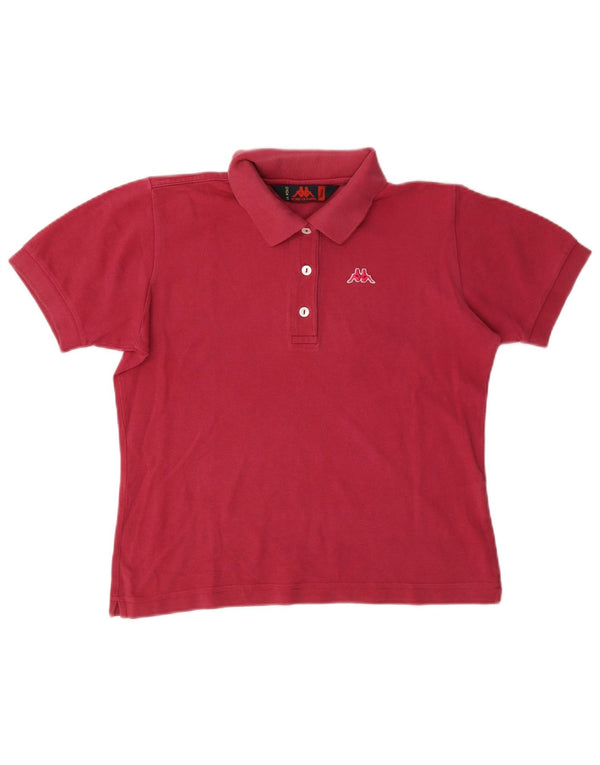 Kappa Womens Crop Polo Shirt UK 10 Small Bourgogne Bomuld