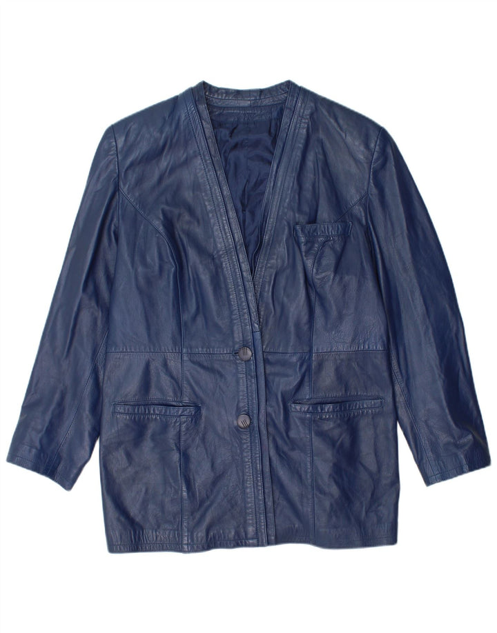 Vintage dame læderjakke UK 14 Medium Navy Blue