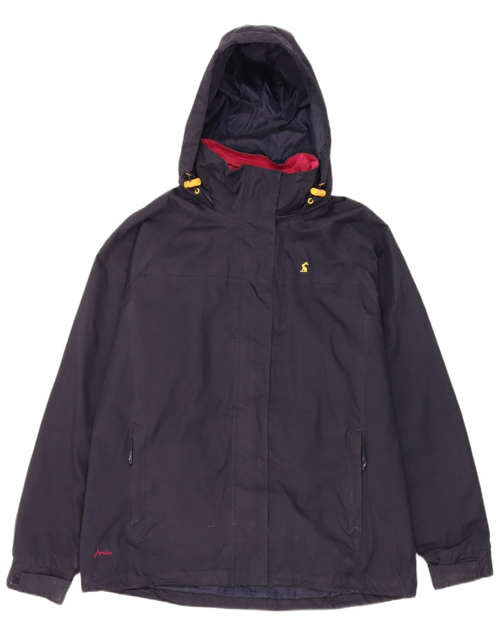 Joules Regnjakke med hætte til kvinder UK 12 Medium Navy Blue Polyester