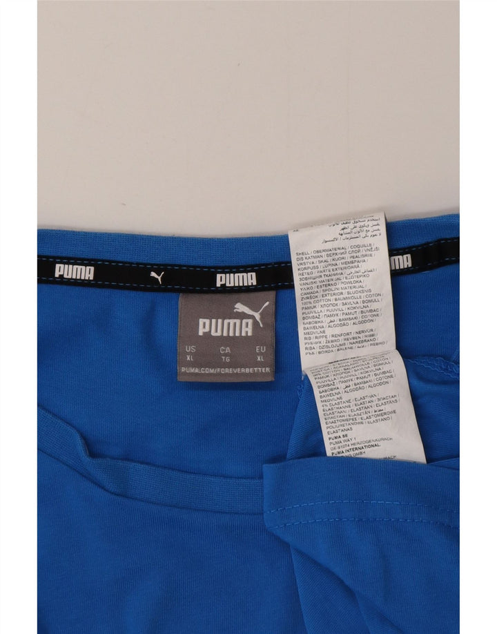 PUMA Herre T-Shirt Top XL Blå Bomuld
