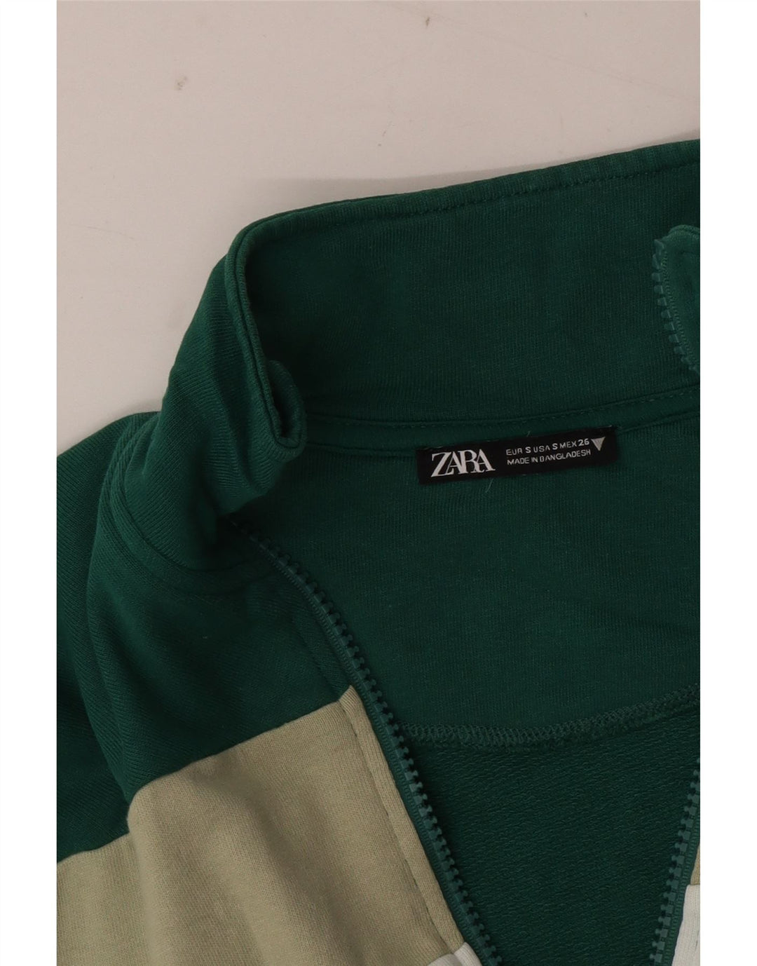 Zara Womens Crop træningsdragt topjakke UK 10 Small Green Colourblock