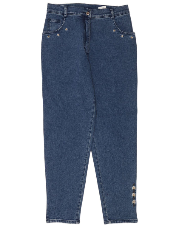 Hammerschmid koniske jeans til kvinder IT 42 Medium W30 L30 Blå blomster bomuld