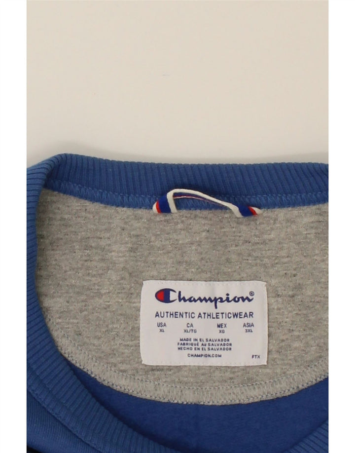 CHAMPION Mens Graphic Sweatshirt Jumper XL Blue Cotton Vintage Champion and Second-Hand Champion from Messina Hembry 