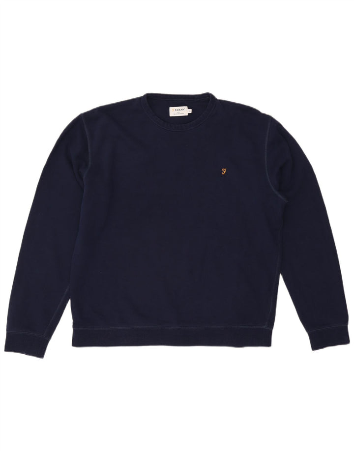 FARAH Herre sweater med rund hals XL marineblå bomuld