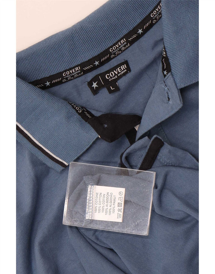 Coveri Langærmet Polo Shirt til mænd Stor blå bomuld