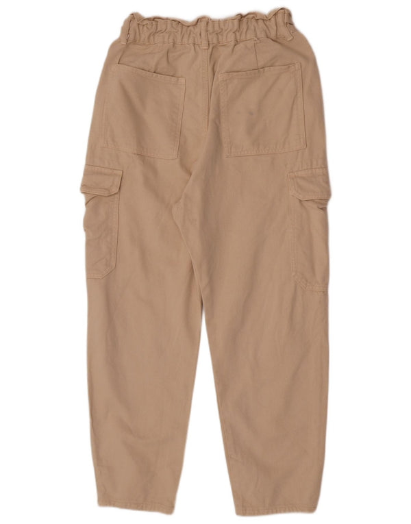 Zara Dame Højtaljet tilspidsede Cargo Bukser EU 36 XS W26 L24 Beige Bomuld