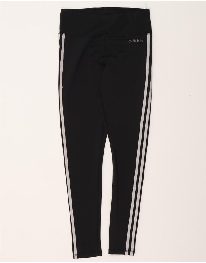 ADIDAS Womens Climalite Leggings UK 12/14 Medium Black Polyester