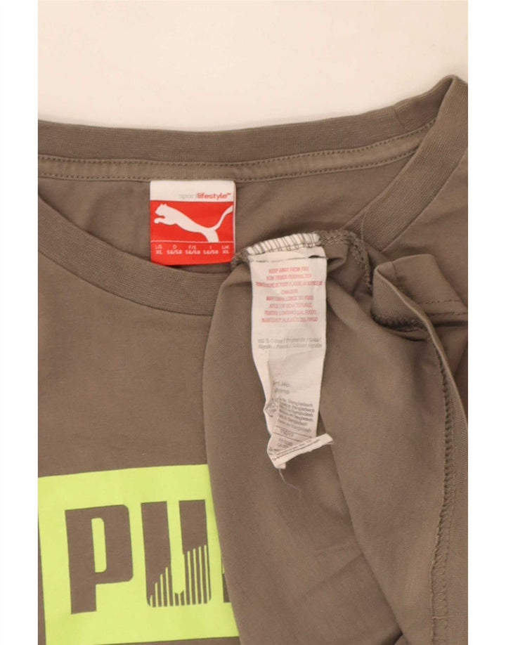 Puma Herre Grafisk T-Shirt Top XL Grå Bomuld