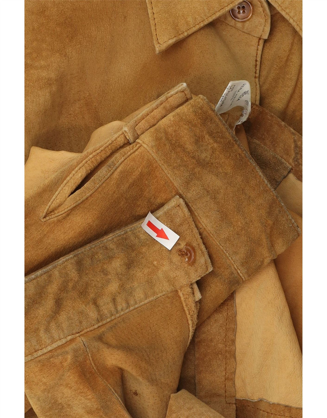 Andrea Mare Dame Overshirt Ruskindsskjorte UK 16 Large Beige Læder