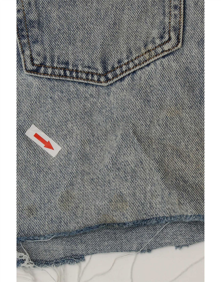 Zara Dame Acid Wash Mini Denim Nederdel Medium W28 Blå