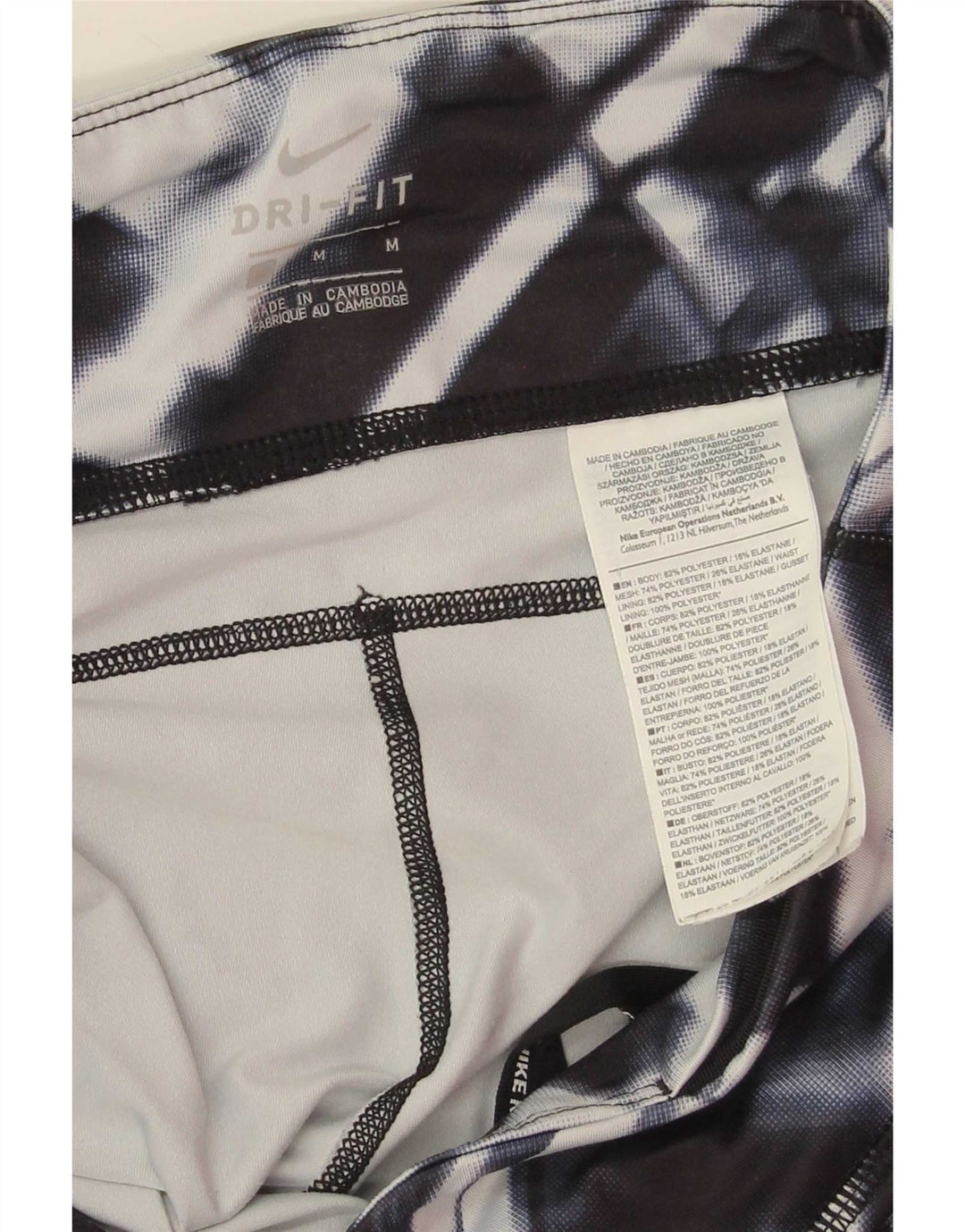 Nike Dame Dri Fit Leggings UK 12 Medium Marineblå Geometrisk Polyester