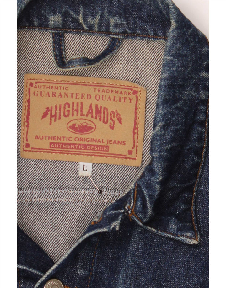Highlands Dame denimjakke UK 14 Stor Blå Bomuld