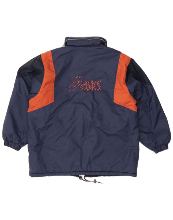 Asics Mens Graphic Windbreaker Jacket UK 38 Medium Navy Blue Colourblock