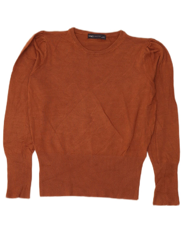 Marks & Spencer Dame Crop Crew Neck Jumper Sweater UK 8 Small Brown