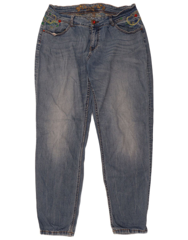 Desigual koniske jeans til kvinder W34 L31 Blå blomster