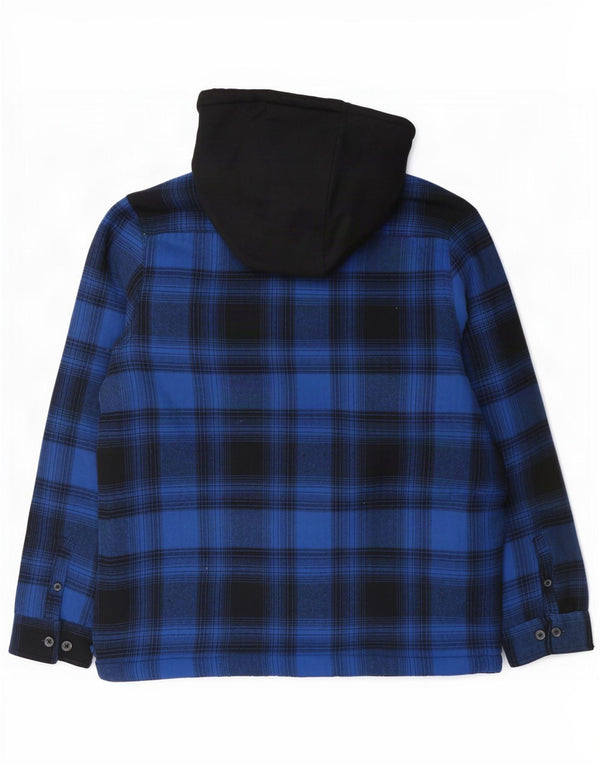 Threadbare Herre-hættehugger-flanelskjorte Medium Navy Blue Check