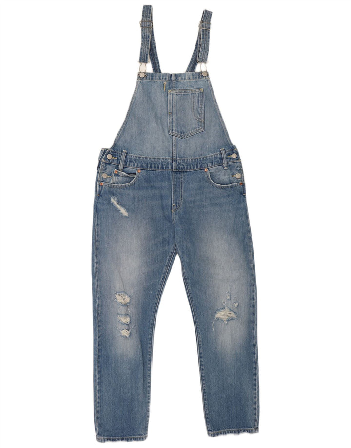 Levi's Dame Distressed Dungarees Lige Jeans Medium W36 L27 Blå