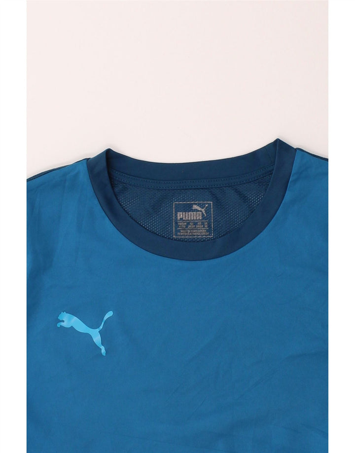 PUMA Mens T-Shirt Top XL Blue Colourblock Polyester Vintage Puma and Second-Hand Puma from Messina Hembry 