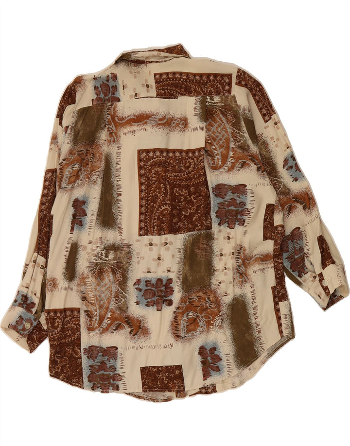 VINTAGE Womens Shirt UK 16 Large Brown Patchwork Vintage Vintage and Second-Hand Vintage from Messina Hembry 