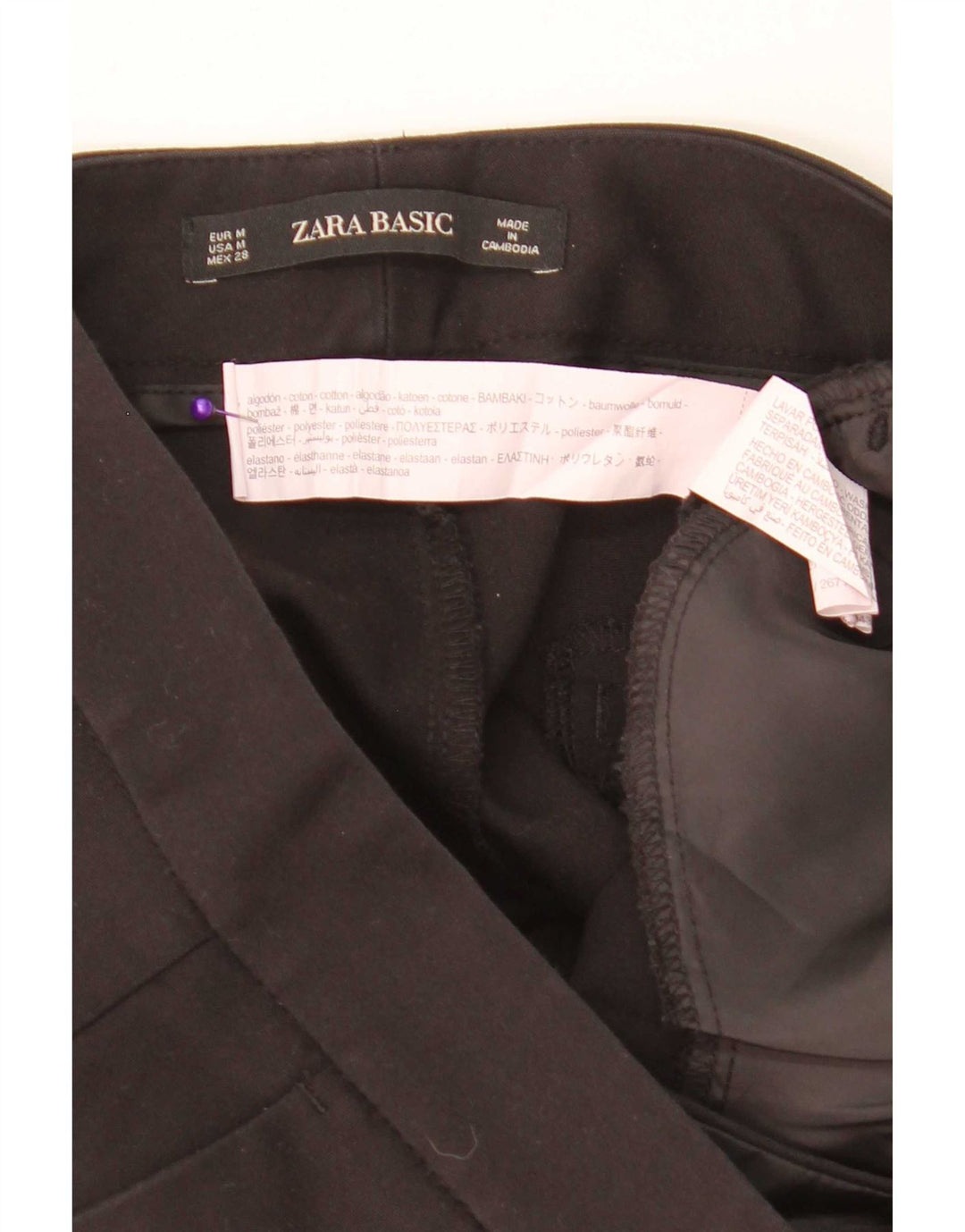 Zara Dame Slim Chino Bukser Medium W28 L26 Sort Bomuld