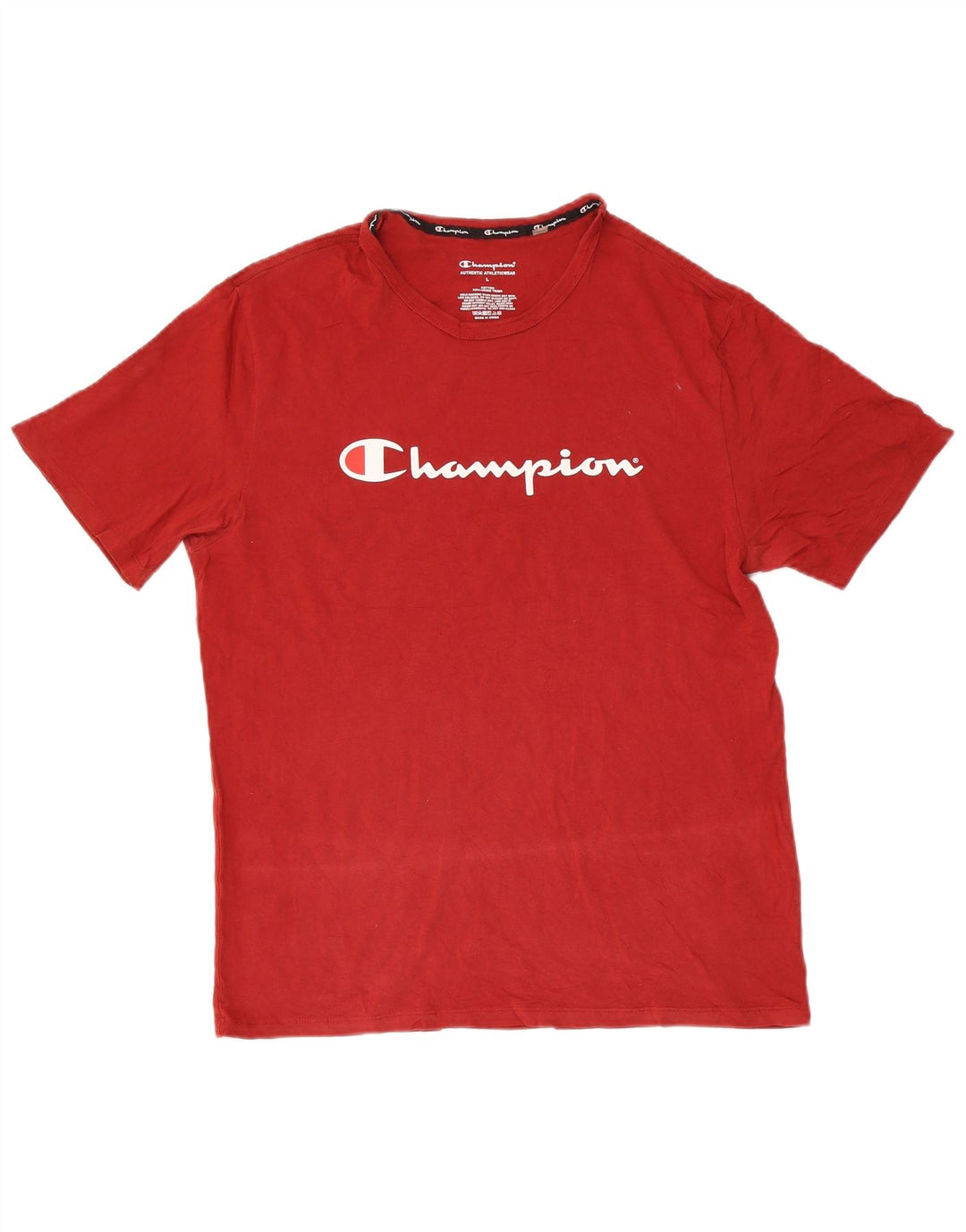 Champion Herre Grafisk T-Shirt Top Stor Rød Bomuld
