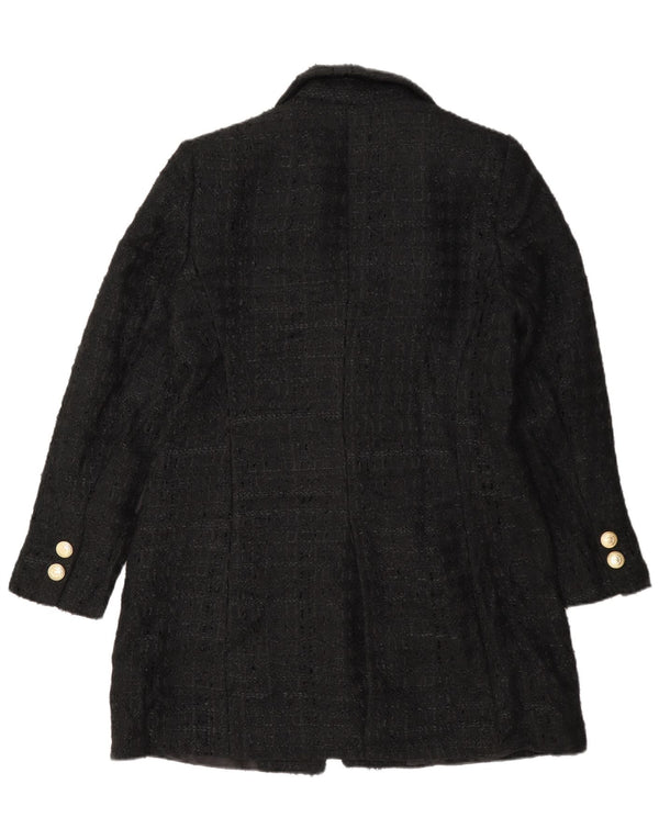 Zara Dame Overfrakke UK 16 Large Black Flecked