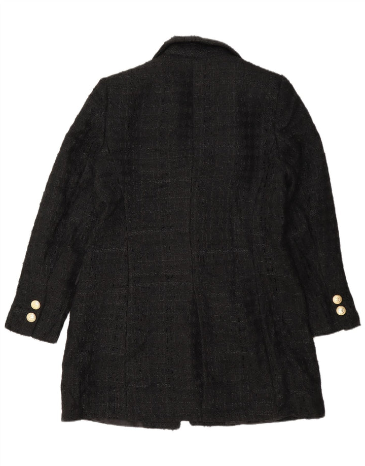 Zara Dame Overfrakke UK 16 Large Black Flecked