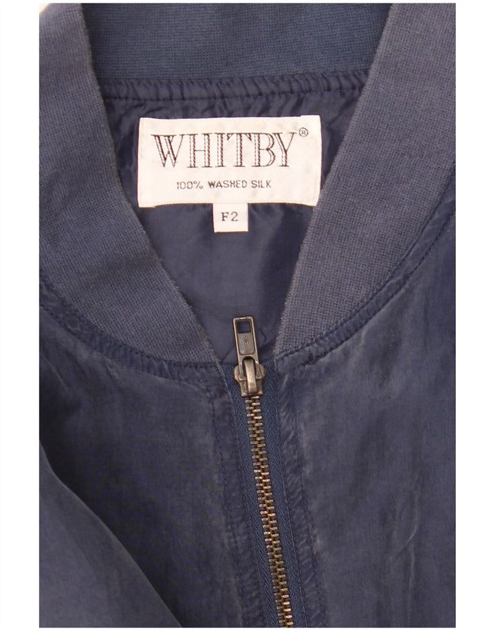 Whitby Herre Bomber Jacket UK 42 XL Navy Blue Silke