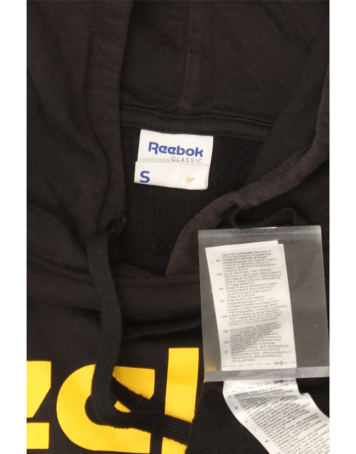 REEBOK Klassisk grafisk hættetrøje til mænd Small Black Colourblock Bomuld