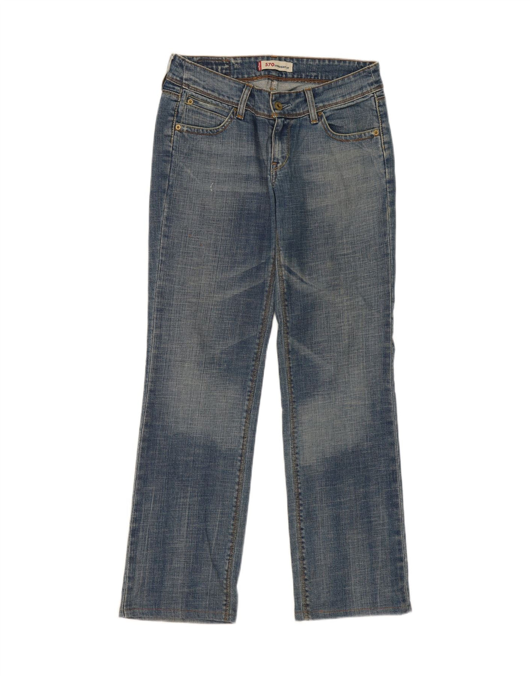 LEVI'S Womens 570 Straight Jeans W31 L30 Blue Cotton Vintage Levi's and Second-Hand Levi's from Messina Hembry 