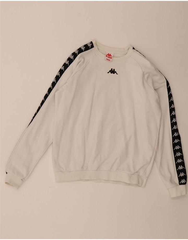 Kappa Herre Grafisk Sweatshirt Jumper Medium Hvid Colourblock Bomuld